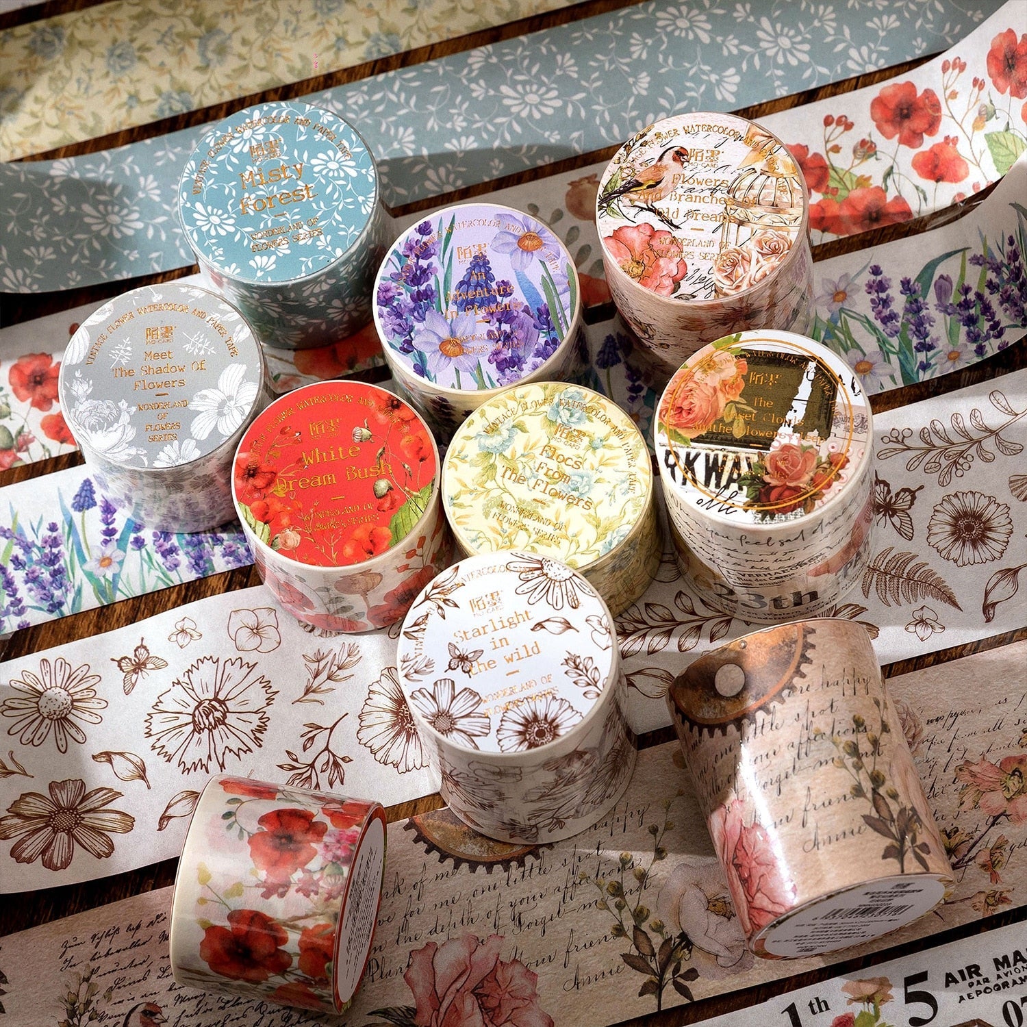 Vintage Garden Washi Tape: 8 designs to choose from 🏵️