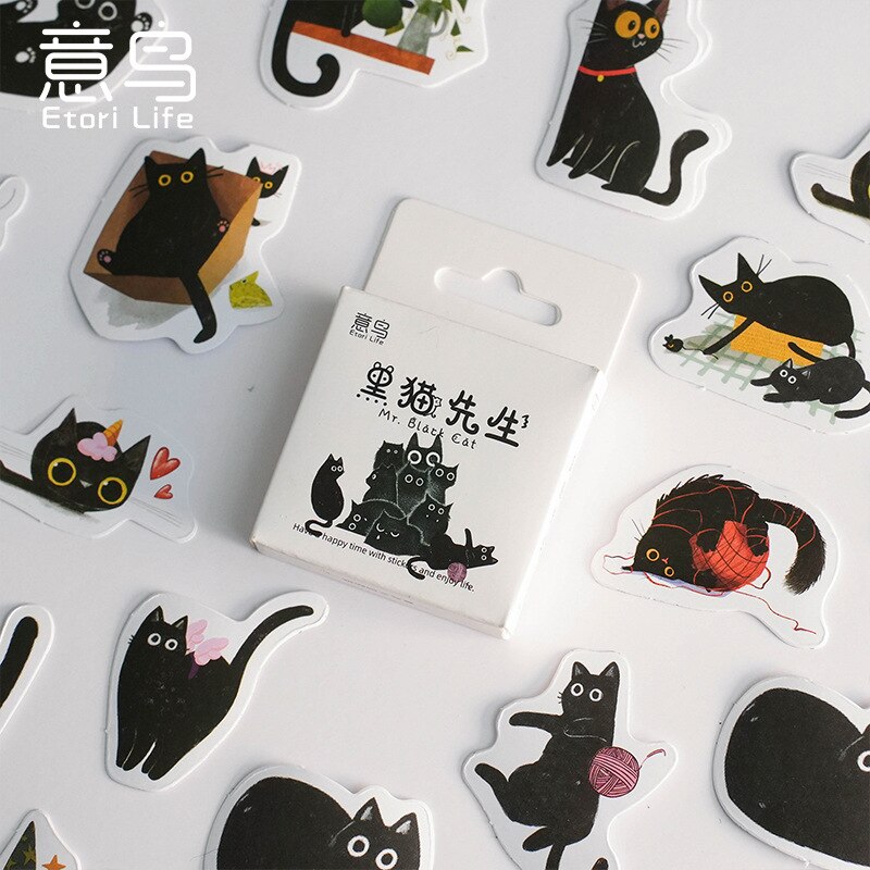 46pcs Black Cat Sticker Set